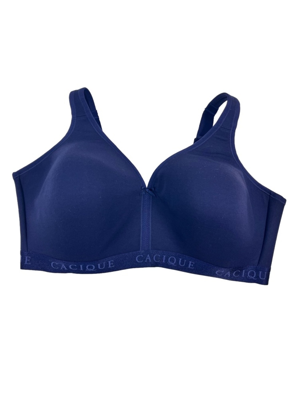 Cacique Lightly Lined No-Wire Navy Blue Wireless Smooth-Cup Bra, size 42DDD